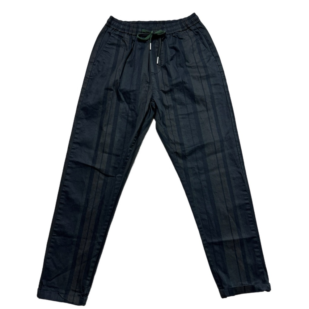 LANDEK Men’s Black, Green, Brown Striped Tapered Chino Pants‎ 30
